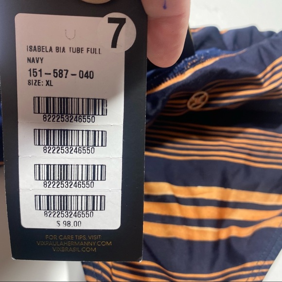 Vix Paula Hermanny Isabela Bia Gold & Blue Striped Bikini Brief Bottoms NWT XL - Picture 9 of 16